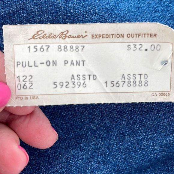 1987 Eddie Bauer 37” inseam size med high waisted  jeans.  Boot cut  & generous - Picture 5 of 11